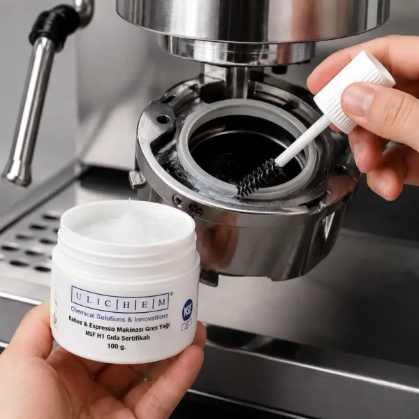 ULCHEM Kahve & Espresso Makinesi111 ULCHEM Kahve & Espresso Makinesi Gres Yağı 100 gr – NSF H1 Gıda Uyumlu Silikon Gres